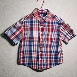 Cherokee Red and Blue Plaid Button Down Shirt